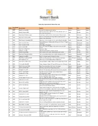 Saturday Operational Branches List