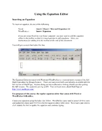 Using the Equation Editor