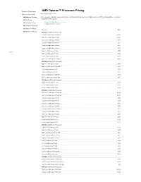 AMD Opteron\231 Processor Pricing