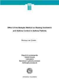 Effect of the Buteyko Method on Resting Ventilation and Asthma Control in Asthma Patients