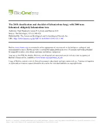 The 2018 Classification and Checklist of Lichenicolous Fungi, with 2000 Non- Lichenized, Obligately Lichenicolous Taxa Author(S): Paul Diederich, James D