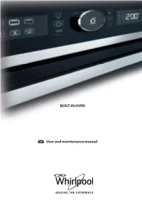 BUILT-IN OVEN User and Maintenance Manual