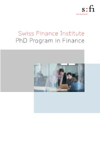 Phd Program in Finance : SFI Phd Program in Finance