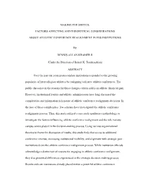 Factors Affecting and Theoretical Considerations