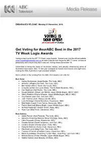 Get Voting for #Ourabc Best in the 2017 TV Week Logie Awards