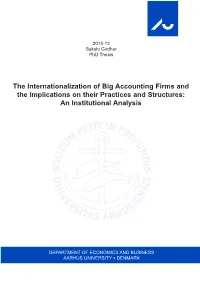 The Internationalization of Big Accounting Firms and the Implications on Their Practices and Structures: an Institutional Analysis