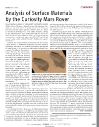 Analysis of Surface Materials by the Curiosity Mars Rover