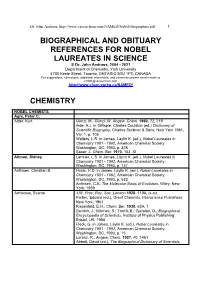 Biographical References for Nobel Laureates