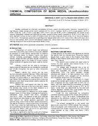 CHEMICAL COMPOSITION of BEAN WEEVIL (Acanthoscelides Obtectus)