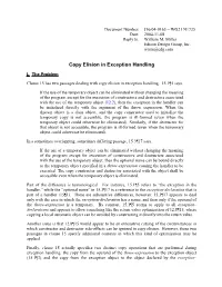 Copy Elision in Exception Handling