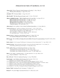 Ordained Servant: Index of Contributors, Vol. 1-22