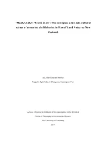 The Ecological and Socio-Cultural Values of Estuarine Shellfisheries in Hawai`I and Aotearoa New Zealand