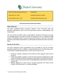 Chart of Accounts Governance Policy Number