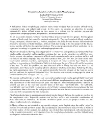 Computational Analysis of Affixed Words in Malay Language Bali RANAIVO-MALANÇON School of Computer Sciences Universiti Sains Malaysia Ranaivo@Cs.Usm.My