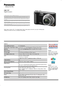 DMC-TZ7 Digital Camera Optics