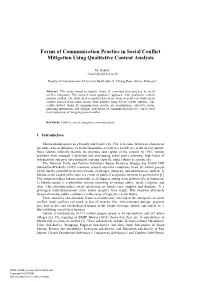 Forms of Communication Practice in Social Conflict Mitigation Using Qualitative Content Analysis