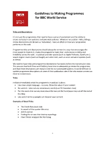 Guidelines to Making Programmes for BBC World Service