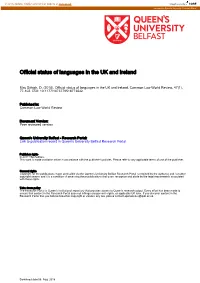 Official Status of Languages in the UK and Ireland