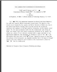 THE LAMBDA POINT EXPERIMENT in MICROGRAVITY J. A, I,Ipa, 1), R