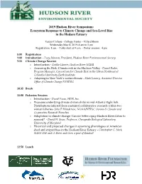 2019 Hudson River Symposium: Ecosystem Response to Climate Change and Sea-Level Rise in the Hudson Estuary