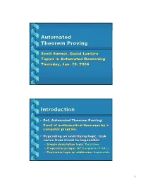 Automated Theorem Proving Introduction