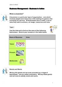 Business in Action: Pupil Notes and Tasks