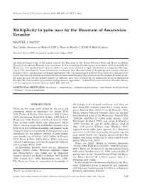 Multiplicity in Palm Uses by the Huaorani of Amazonian Ecuador