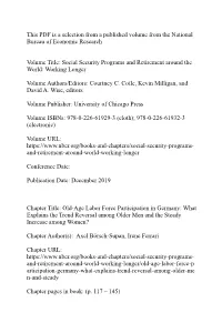 Social Security Programs and Retirement Around the World: Working Longer