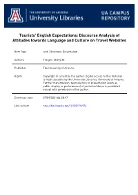 Tourists' English Expectations: Discourse Analysis of Attitudes Towards Language and Culture on Travel Websites