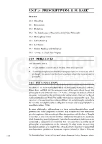 Unit 14 Prescriptivism: R. M. Hare*
