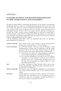 Appendix I Glossary of Mining and Related Terms Relevant to Mine Water