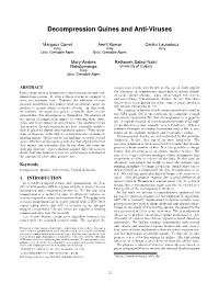 CODASPY'17 ~ Decompression Quines and Anti-Viruses