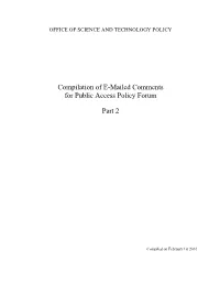 Compilation of E-Mailed Comments for Public Access Policy Forum Part 2