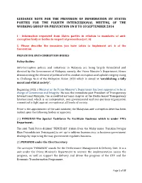 Guidance Note for the Provision of Information by States Parties for the Fourth Intercessional Meeting of the Working Group on Prevention on 8 to 10 September 2014