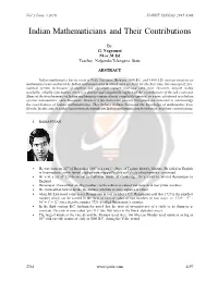 Indian Mathematicians and Their Contributions
