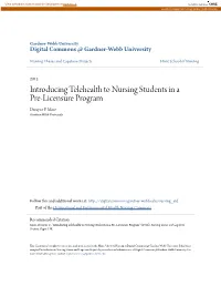 Introducing Telehealth to Nursing Students in a Pre-Licensure Program Dwayne F