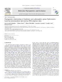 Phylogenetic Relationships of Sardinian Cave Salamanders, Genus Hydromantes, Based on Mitochondrial and Nuclear DNA Sequence Data