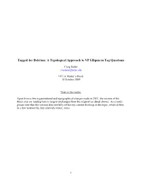 A Typological Approach to VP Ellipsis in Tag Questions