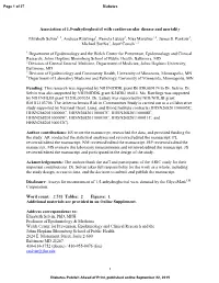 Association of 1,5-Anhydroglucitol with Cardiovascular Disease and Mortality