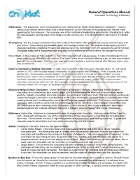 General Operations Manual Chocolate Terminology & Glossary
