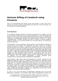 Humane Killing of Livestock Using Firearms