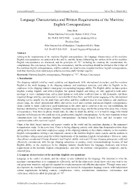 Language Characteristics and Written Requirements of the Maritime English Correspondence