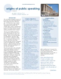 Origins of Public Speaking Chapter 2