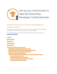 Setting up Your Environment for the TF Developer Certificate Exam