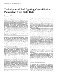 Techniques of Backfiguring Consolidation Parameters from Field Data