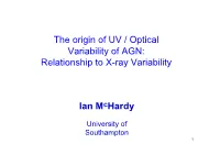 The Origin of UV / Optical Variability of AGN: Relationship to X-Ray Variability