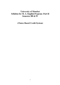 University of Mumbai Syllabus for MA English Program: Part II Semester III