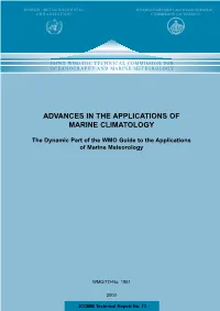 Advances in the Applications of Marine Climatology