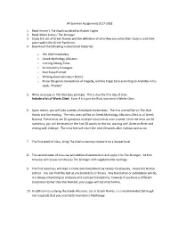 AP Summer Assignment 2017-2018 1. Read Homer's the Iliad Translated by Robert Fagles 2. Read Albert Camus' the Stranger 3