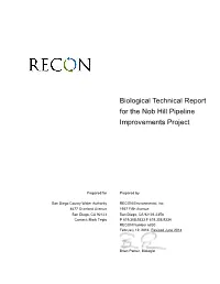 Biological Technical Report for the Nob Hill Pipeline Improvements Project